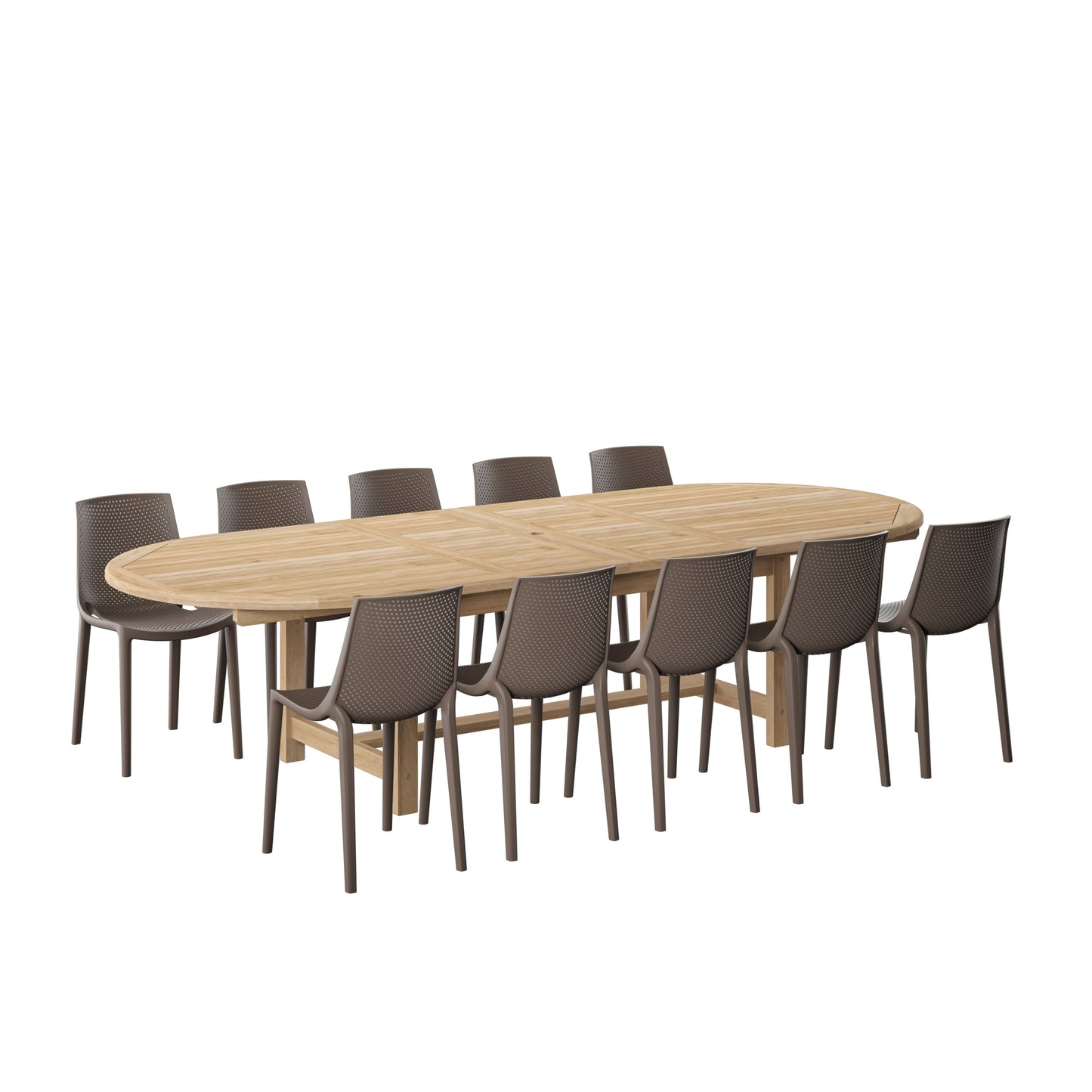 Amazonia 11pc Outdoor Patio Teak and Resin Dining Set