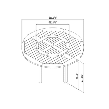 Amazonia FSC Wood 7pc Outdoor Patio Dining Set with Lazy Susan - 7 Piece - 7 Piece
