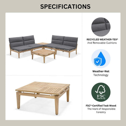 Amazonia Arnhou 6pc Outdoor Patio FSC Teak Seating Set