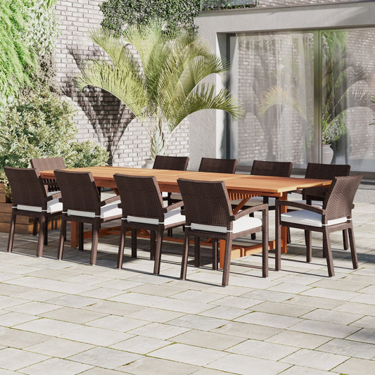 Amazonia Audrey 11pc FSC Wood Outdoor Patio Dining Extendable Set - 170 L x 100 W x 35 H