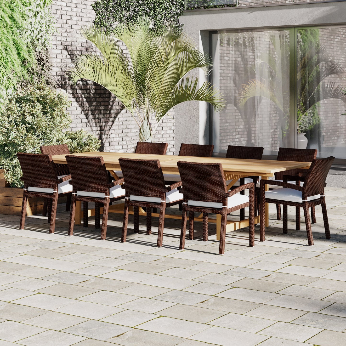 Amazonia Audrey 11pc FSC Wood Outdoor Patio Dining Extendable Set - 170 L x 100 W x 35 H