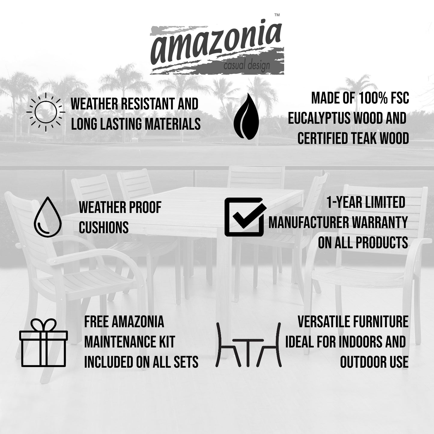 Amazonia Bonita 11 piece Extendable Rectangular Patio Dining Set