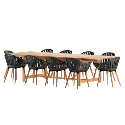 Amazonia Myers FSC Certified Wood 11pc Outdoor Dining Patio Set