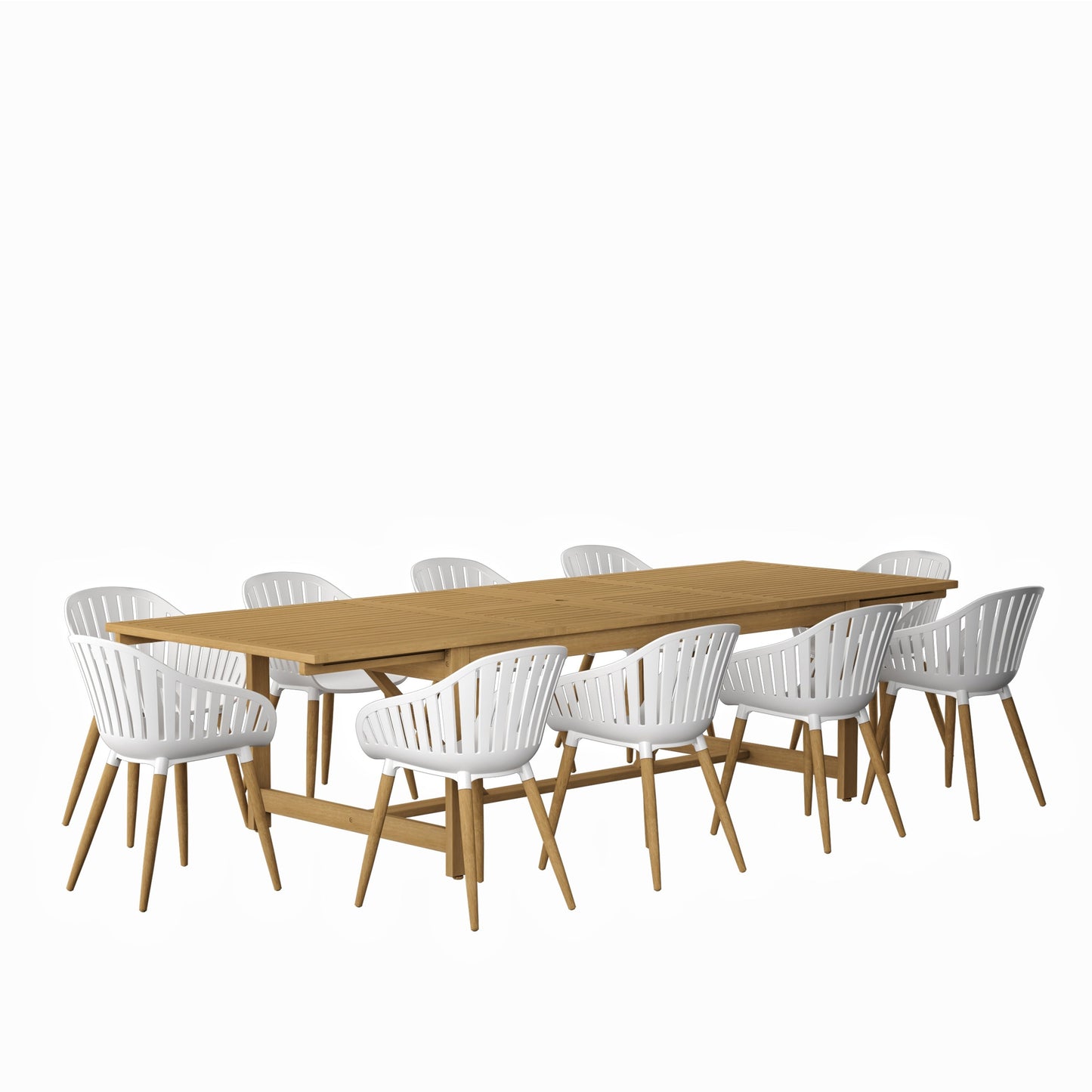 Amazonia Myers FSC Certified Wood 11pc Outdoor Dining Patio Set