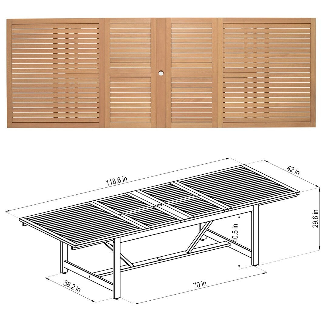 Amazonia Myers FSC Certified Wood 11pc Outdoor Dining Patio Set