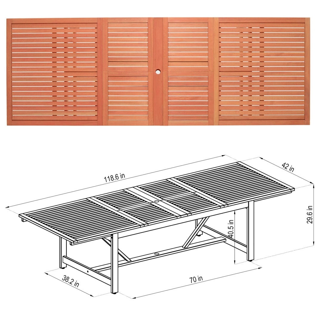 Amazonia Myers FSC Certified Wood 11pc Outdoor Dining Patio Set