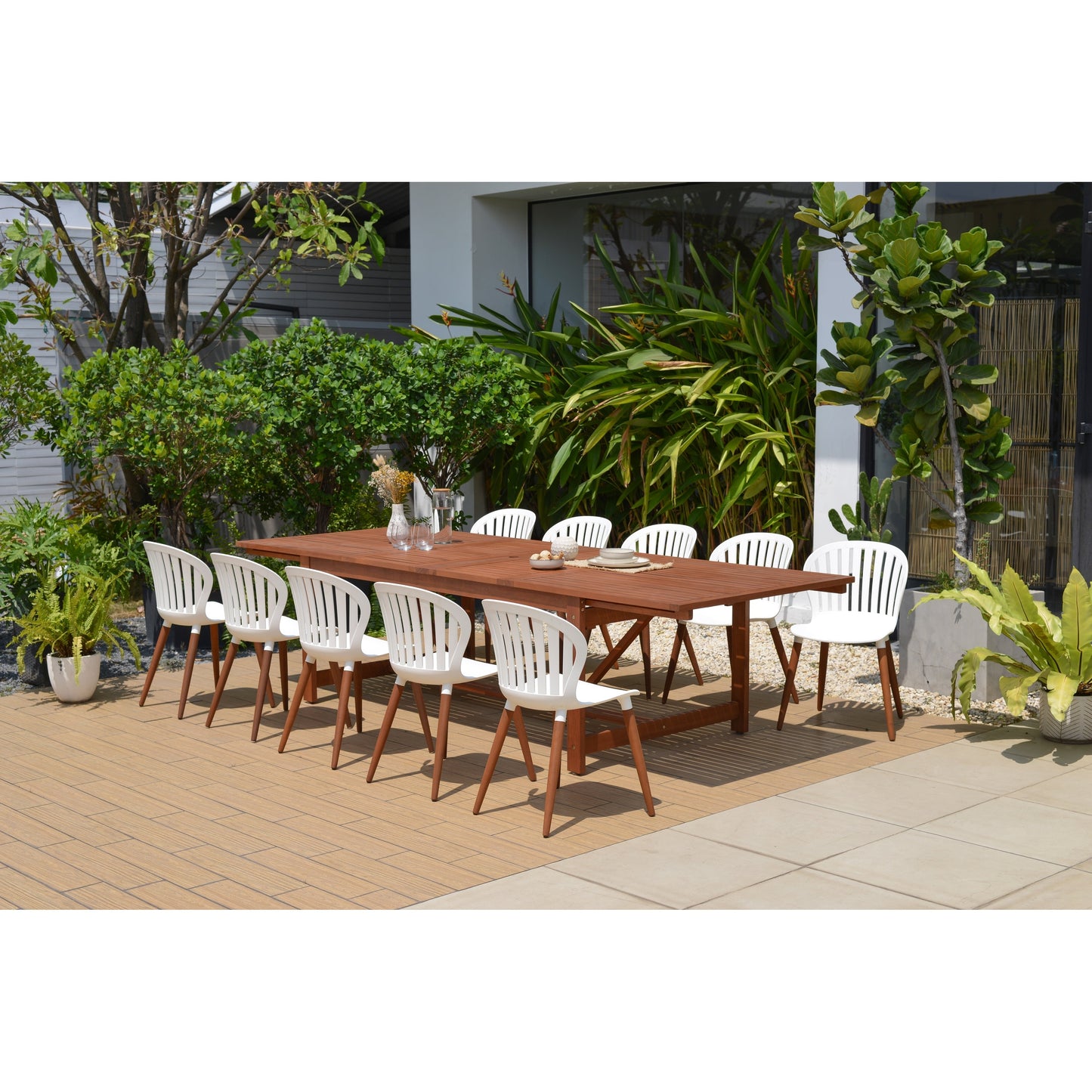 Amazonia Myers FSC Certified Wood 11pc Outdoor Dining Patio Set