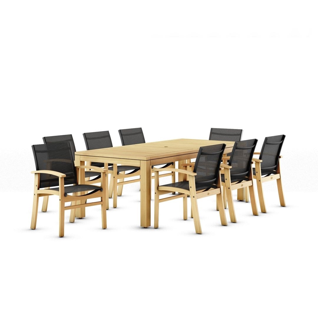 Amazonia Teak 9pc Outdoor Patio Luna Wood Dining Set - 9 Piece
