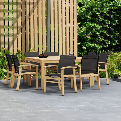 Amazonia Teak 9pc Outdoor Patio Luna Wood Dining Set - 9 Piece