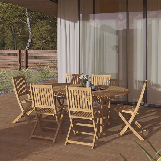 Amazonia FSC Solid Teak Danielle 7 piece Outdoor Patio Dining Set - 7 Piece