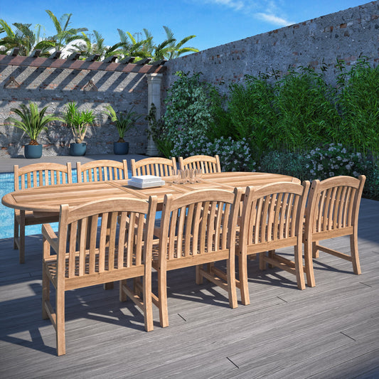 Amazonia FSC Teak Extendable Outdoor Patio Dining Set - 9piece