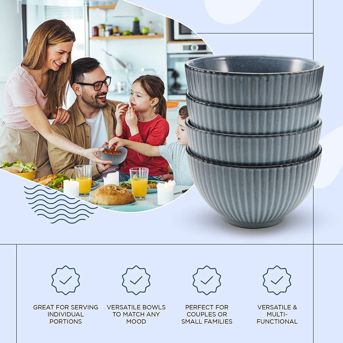 Gazella Gray Fluted Bowls