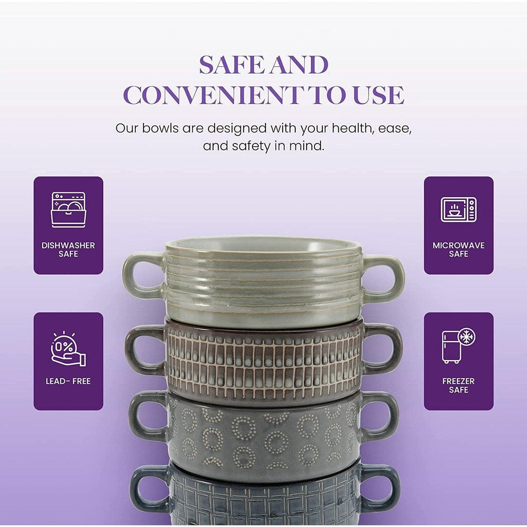 American Atelier Glazed Soup Bowls with Handles Set of 4 - 16 oz.