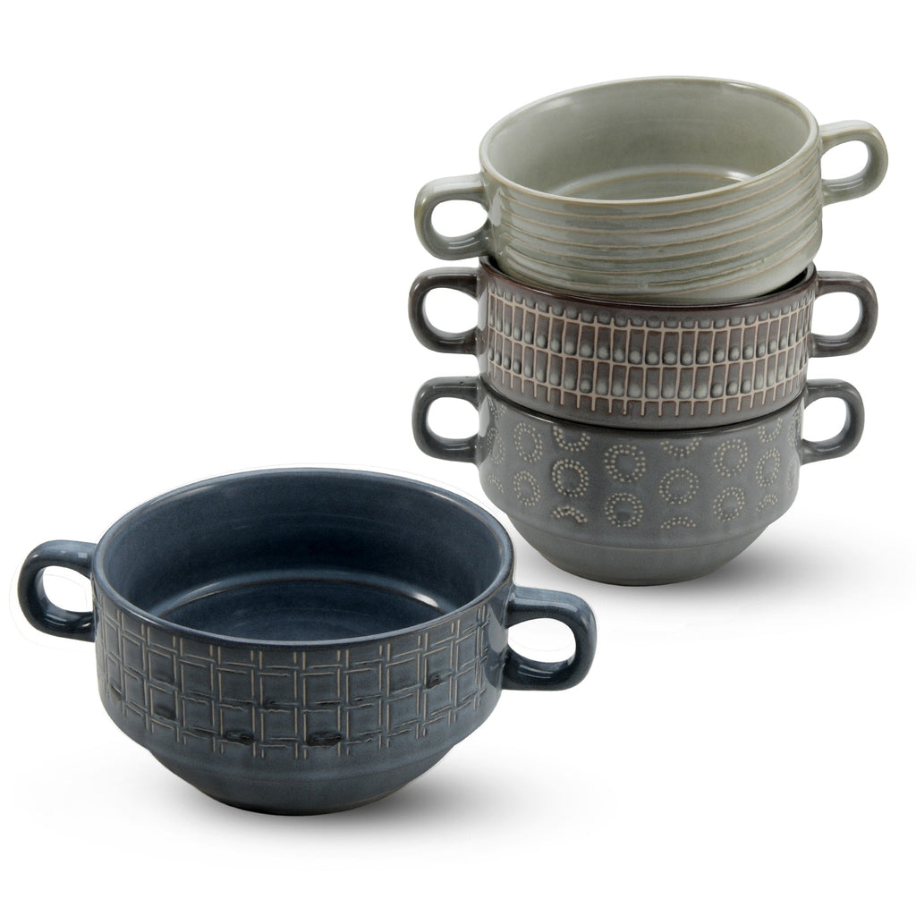 American Atelier Glazed Soup Bowls with Handles Set of 4 - 16 oz.