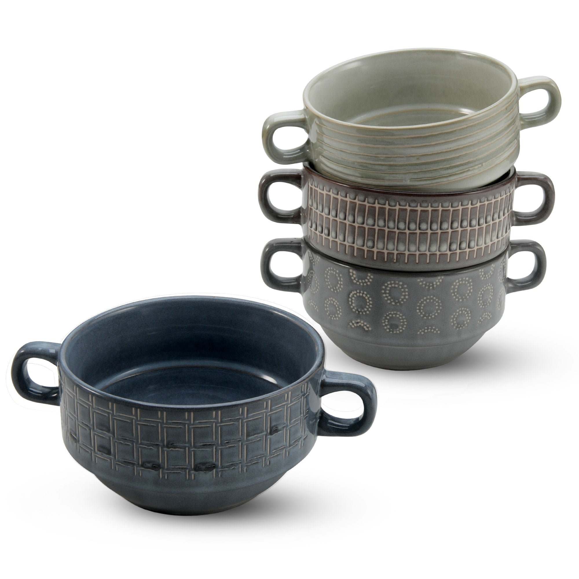 American Atelier Glazed Soup Bowls with Handles Set of 4 - 16 oz.