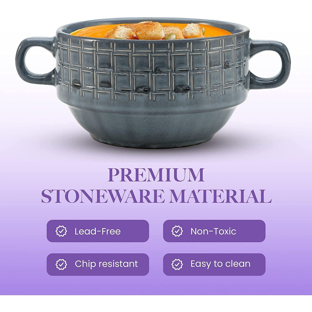 American Atelier Glazed Soup Bowls with Handles Set of 4 - 16 oz.