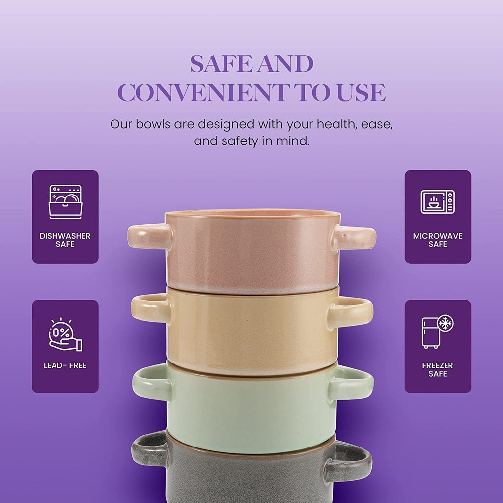 American Atelier Glazed Soup Bowls with Handles Set of 4 - 16 oz.