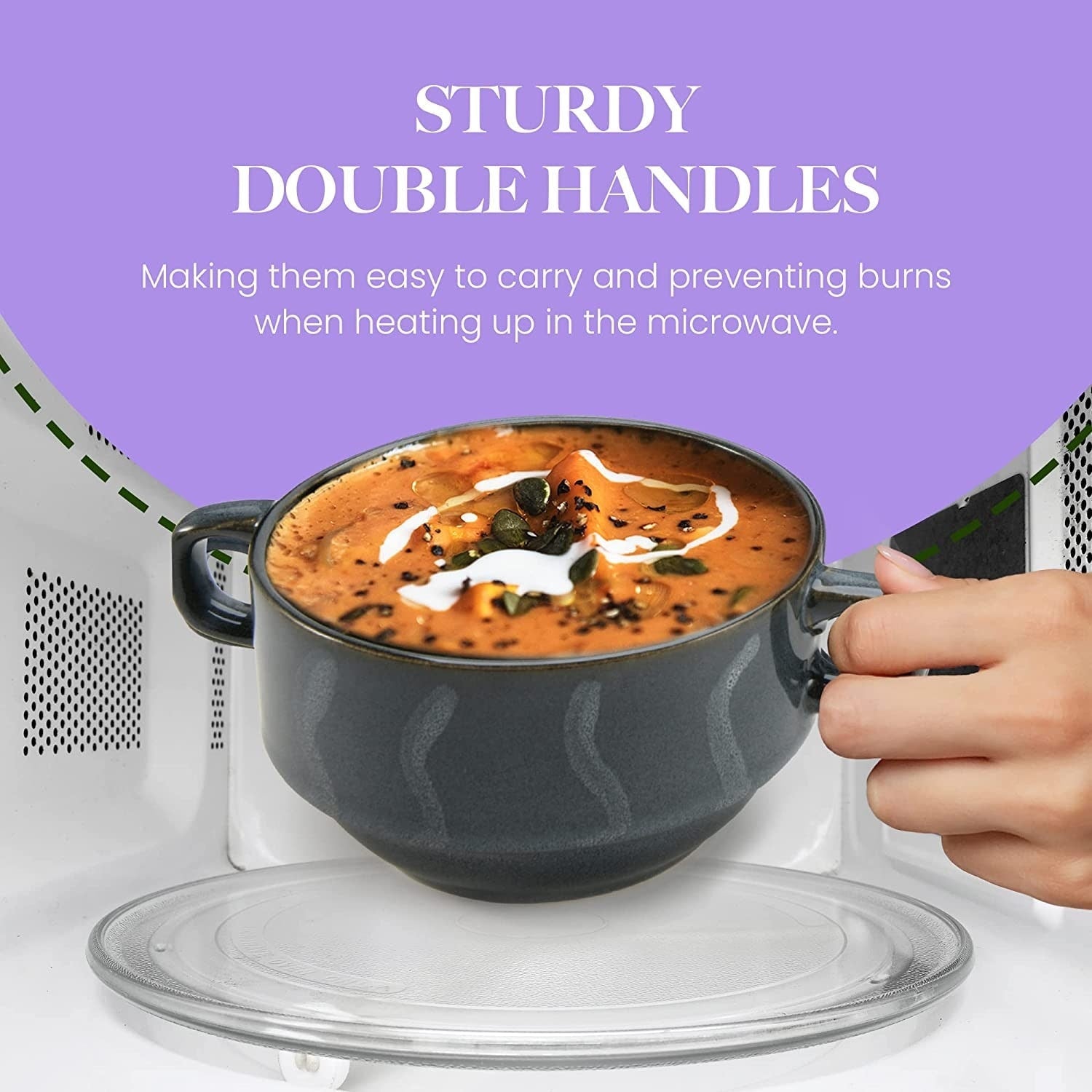 American Atelier Glazed Soup Bowls with Handles Set of 4 - 16 oz.