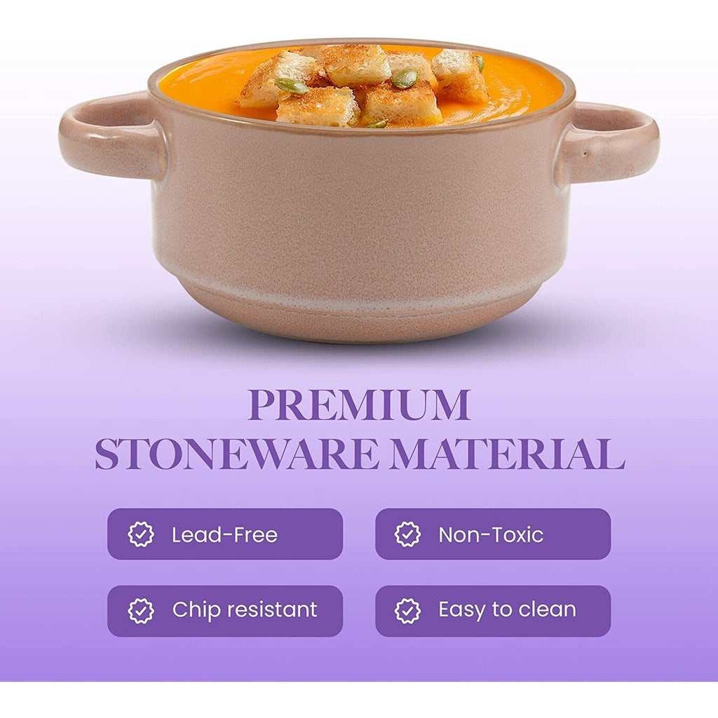 American Atelier Glazed Soup Bowls with Handles Set of 4 - 16 oz.