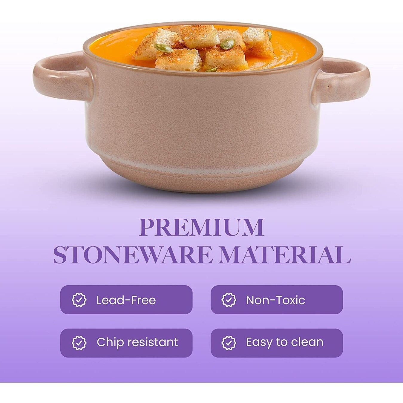 American Atelier Glazed Soup Bowls with Handles Set of 4 - 16 oz.