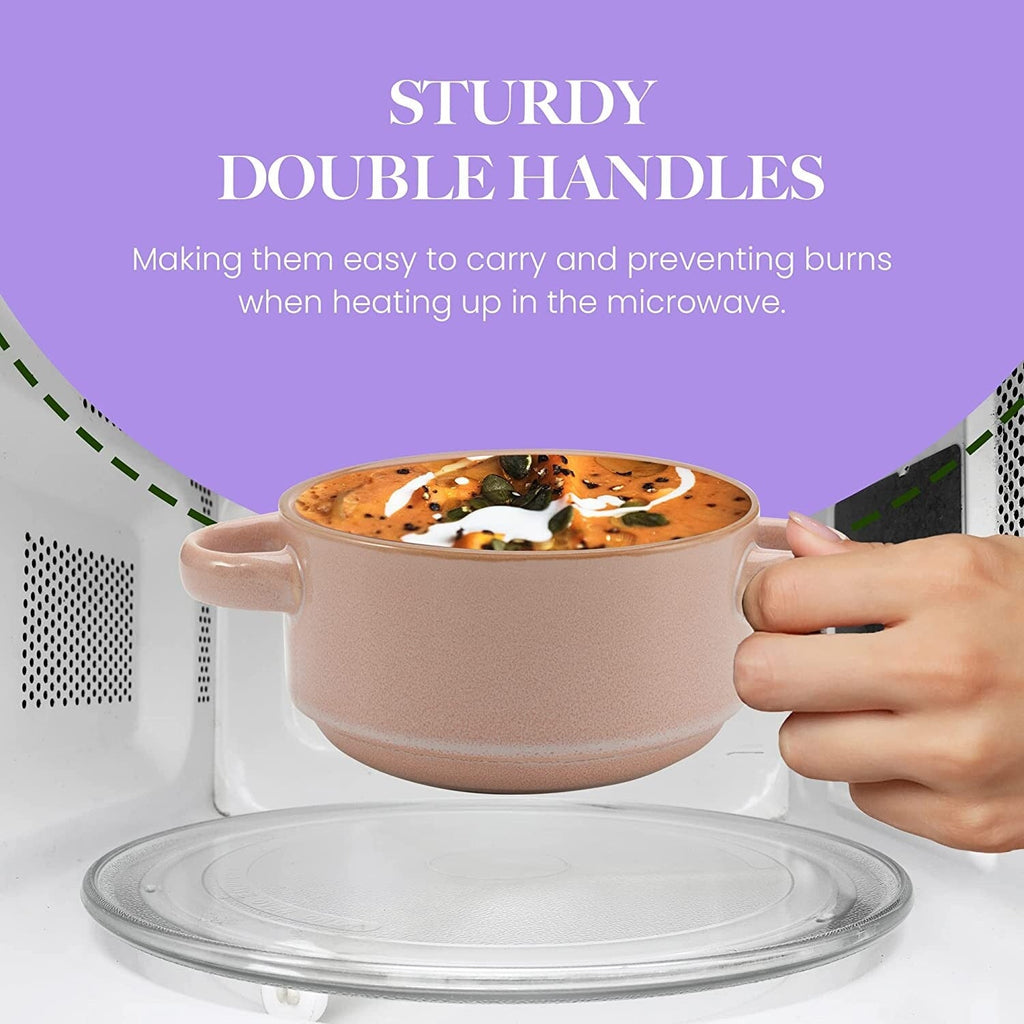 American Atelier Glazed Soup Bowls with Handles Set of 4 - 16 oz.