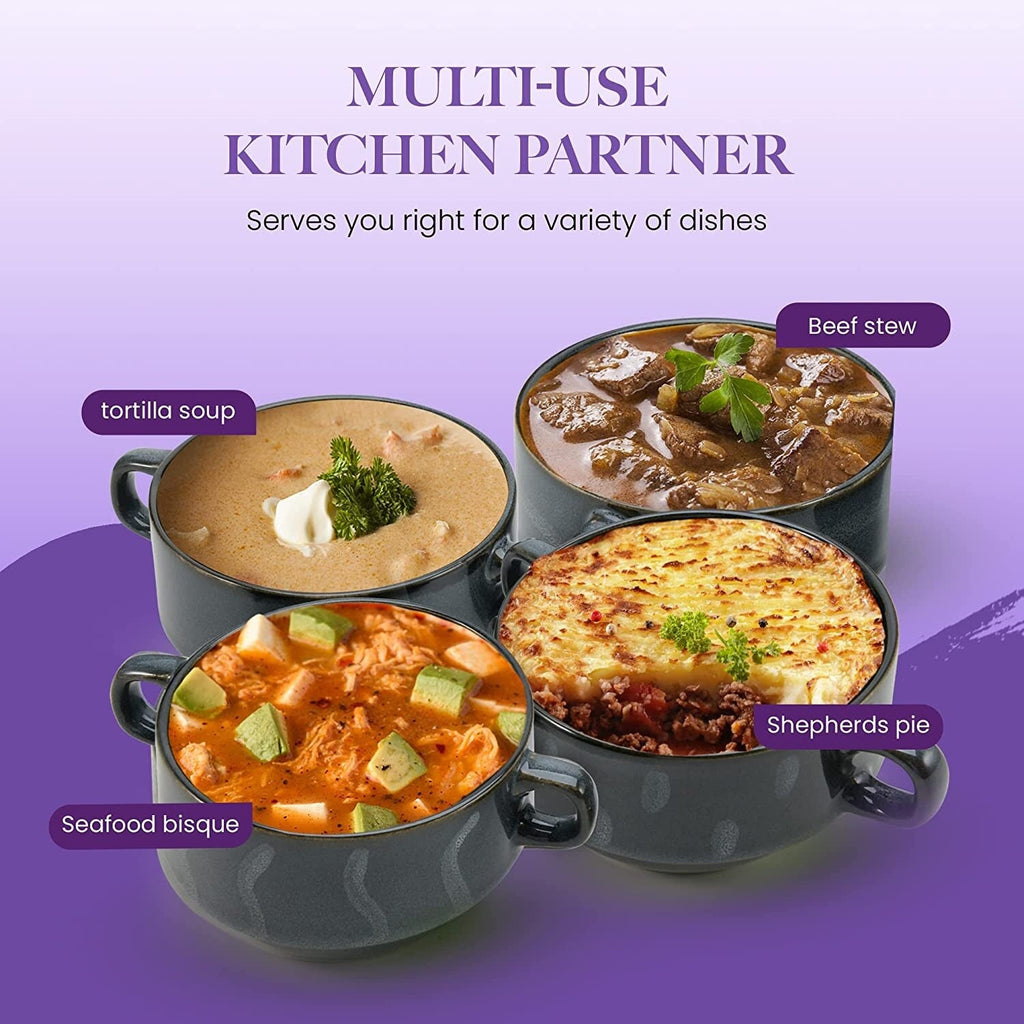 American Atelier Glazed Soup Bowls with Handles Set of 4 - 16 oz.