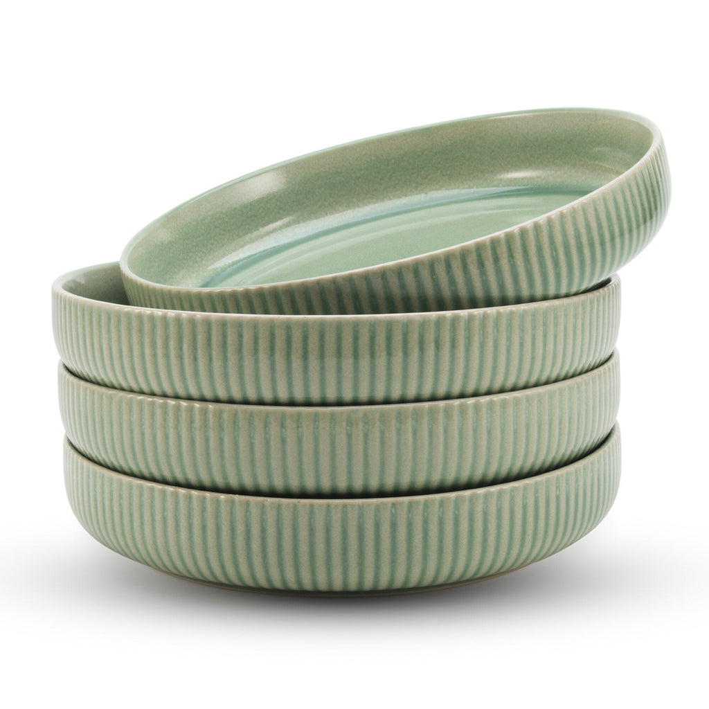 American Atelier Set of 4 Wide Shallow 40 oz Pasta Bowls
