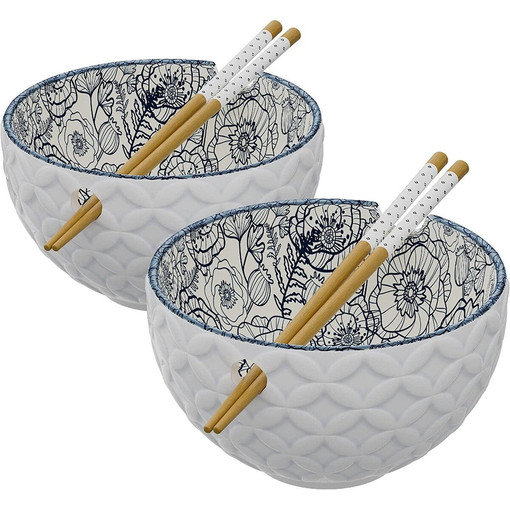 American Atelier Udon Ramen Bowl w/ Chopsticks Set of 2 - 6 D 21 oz.