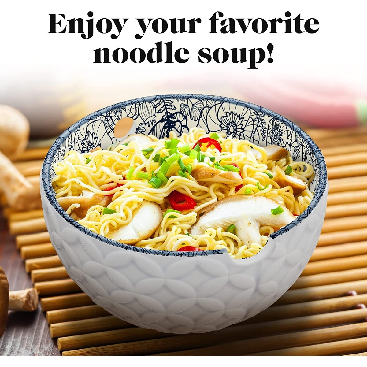 American Atelier Udon Ramen Bowl w/ Chopsticks Set of 2 - 6 D 21 oz.