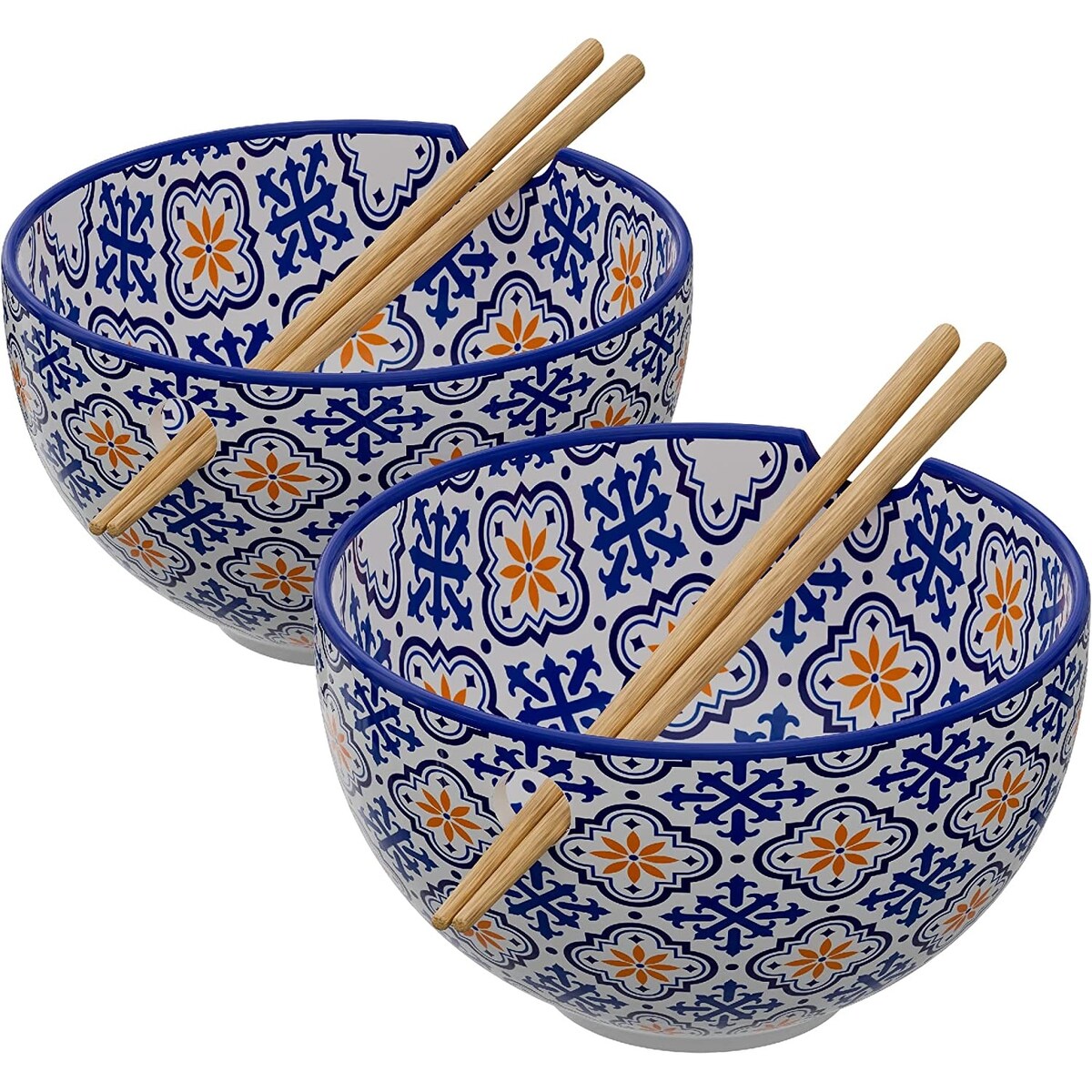 American Atelier Udon Ramen Bowl w/ Chopsticks Set of 2 - 6 D 21 oz.