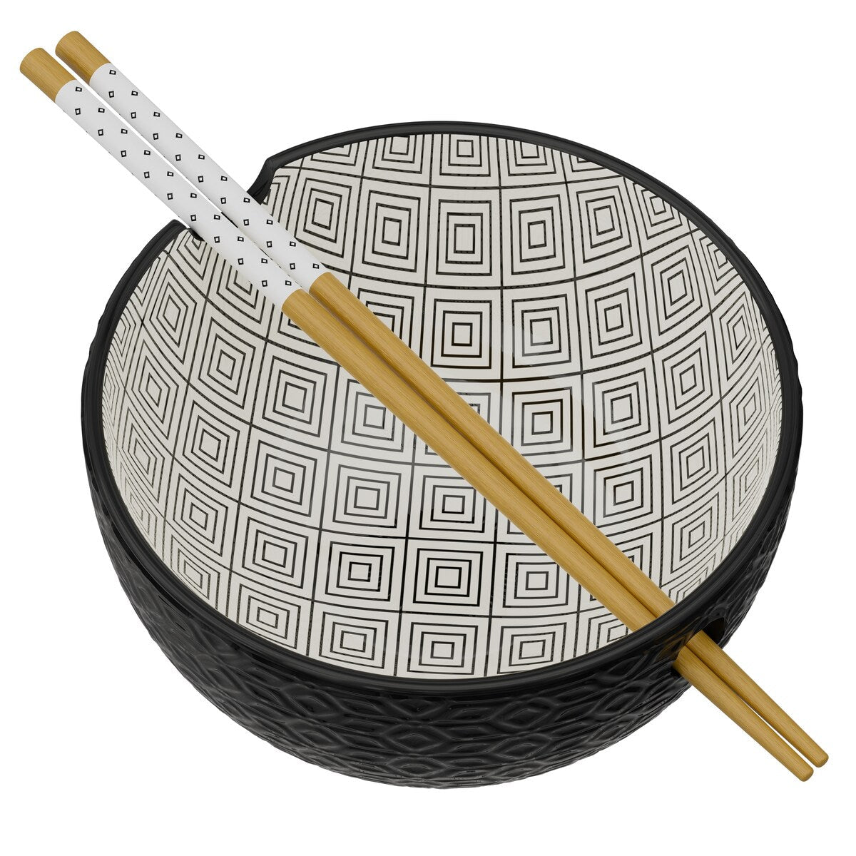 American Atelier Udon Ramen Bowl w/ Chopsticks Set of 2 - 6 D 21 oz.