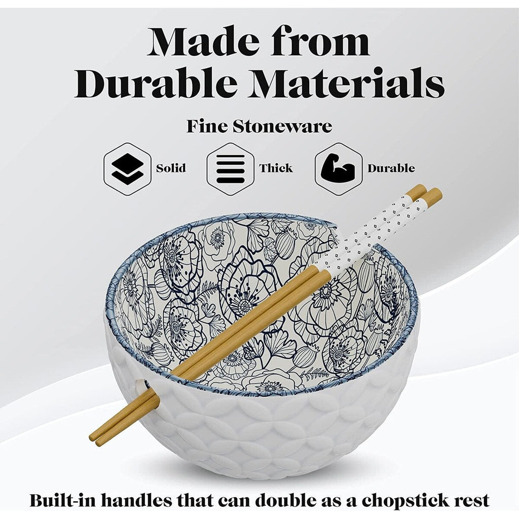American Atelier Udon Ramen Bowl w/ Chopsticks Set of 2 - 6 D 21 oz.