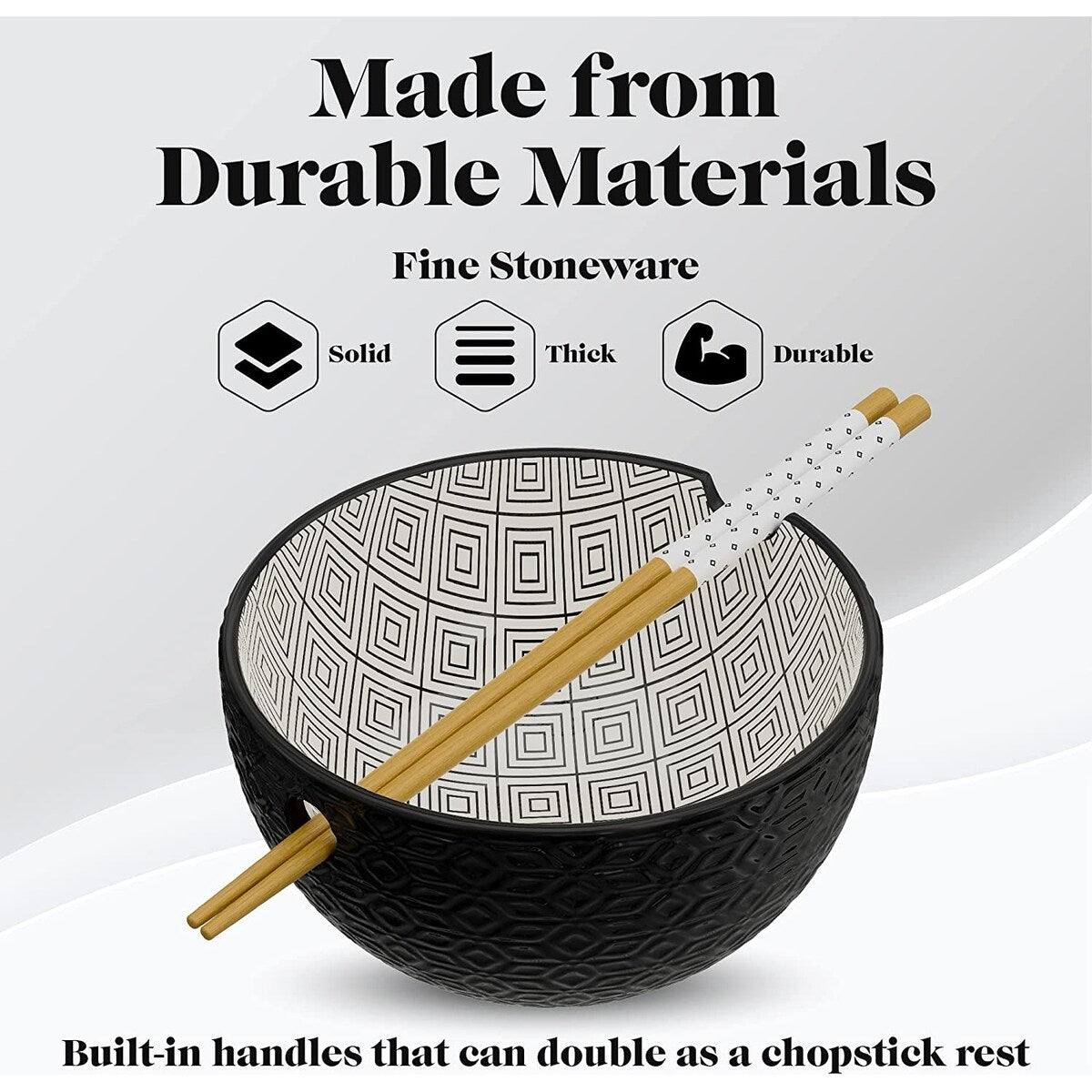 American Atelier Udon Ramen Bowl w/ Chopsticks Set of 2 - 6 D 21 oz.
