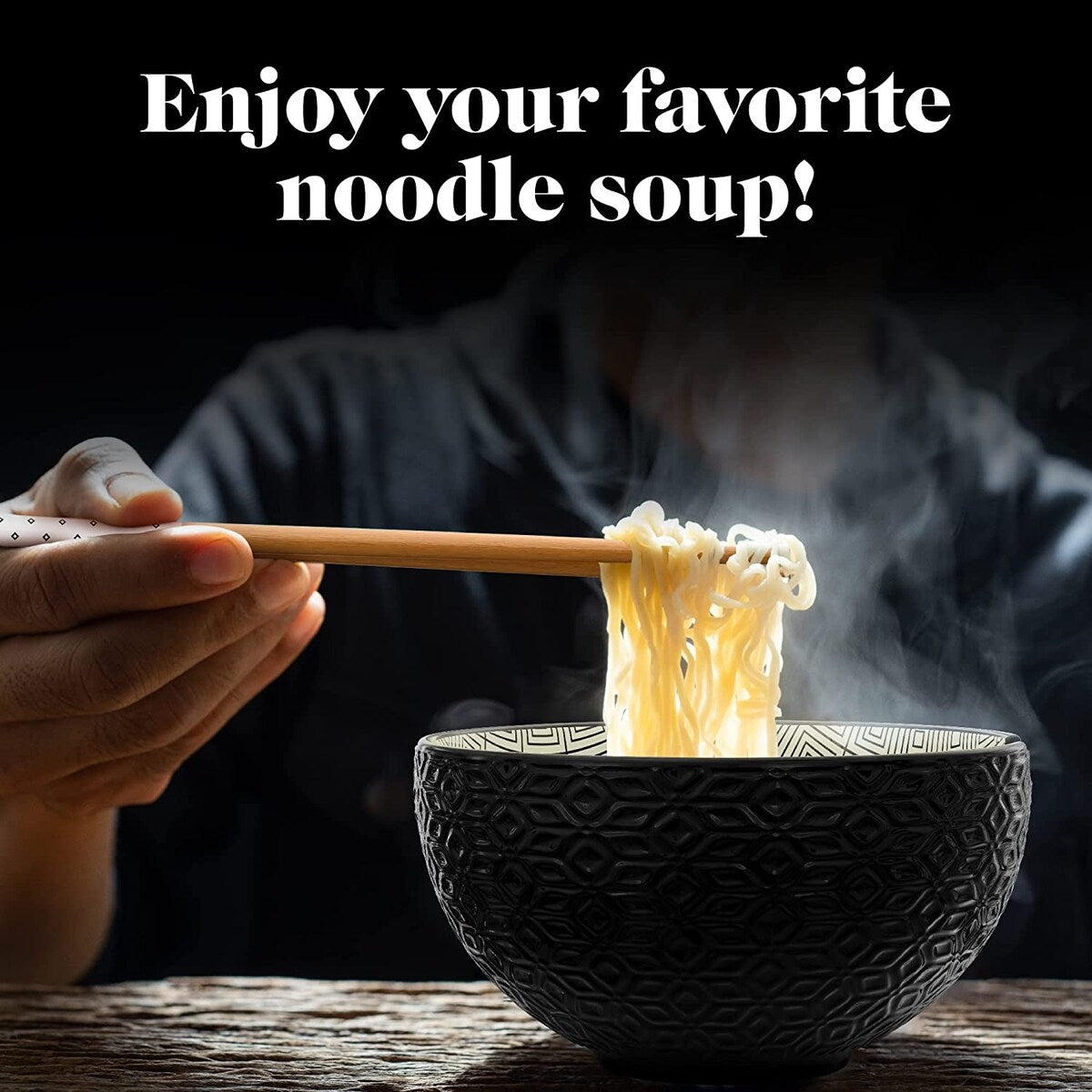 American Atelier Udon Ramen Bowl w/ Chopsticks Set of 2 - 6 D 21 oz.