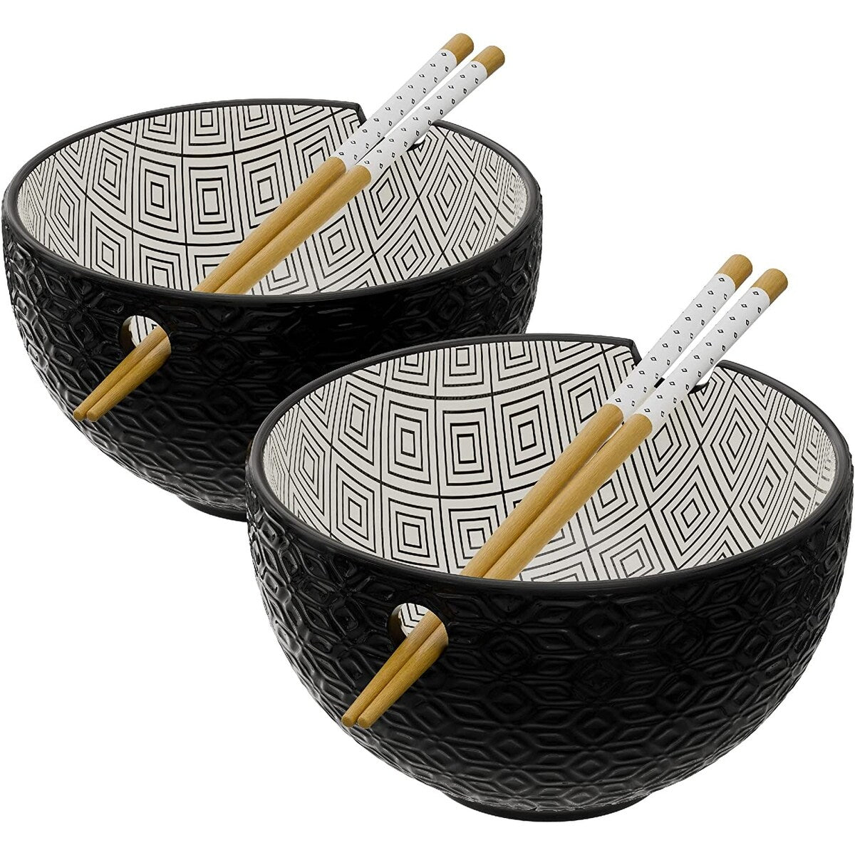 American Atelier Udon Ramen Bowl w/ Chopsticks Set of 2 - 6 D 21 oz.