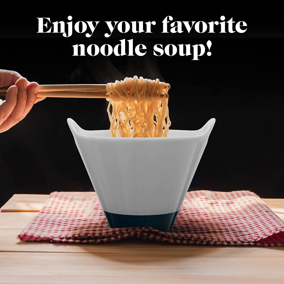 American Atelier Udon Ramen Handled Bowl w/ Chopsticks Rest Set of 2 - 25 oz