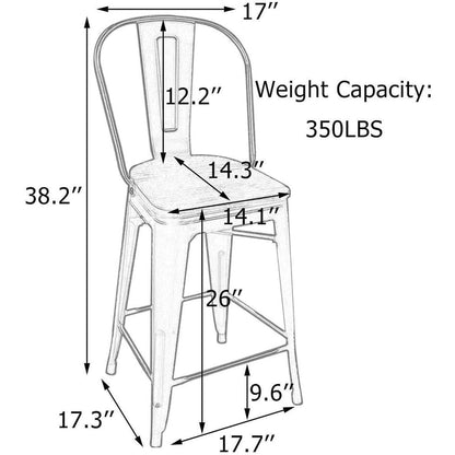 Andeworld farmhouse bar stools ,counter height bar stools set of 4 - Set of 4