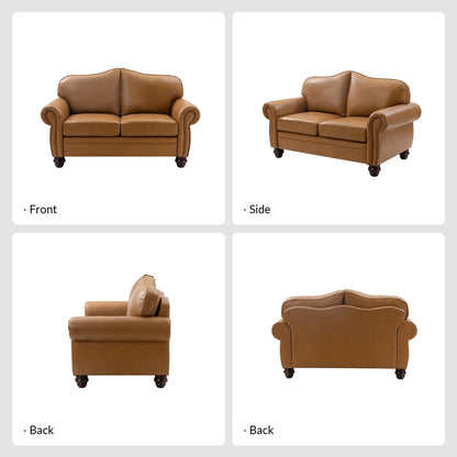 Angel Transitional Genuine Leather Sofa With Tufted Back by HULALA HOME