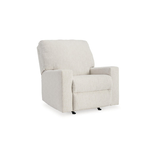 Anise Manual Rocker Recliner Chair, Pull Tab, Snow White Polyester