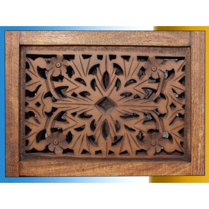 The Urban Port Foldable 4 Panel Mango Wood Room Divider, Brown