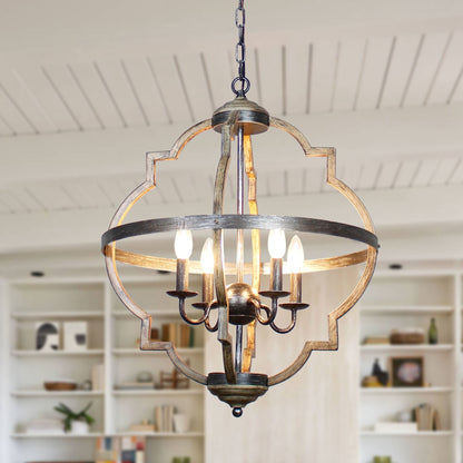 Farmhouse Distressed Metal 4-light Candle Chandelier Light Fixture