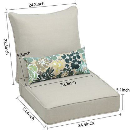 Aoodor 24 x 24 Patio Furniture Outdoor Deep Seat Cushions Set of 2
