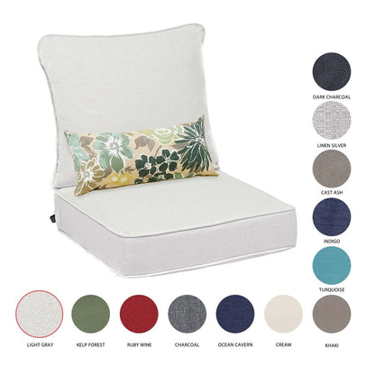 Aoodor 24 x 24 Patio Furniture Outdoor Deep Seat Cushions Set of 2