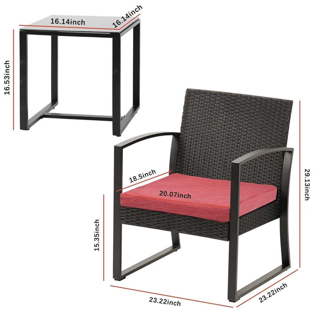 Aoodor 3-Piece Patio Furniture Set - Outdoor Rattan Wicker Chairs with Table, Sofa Set Including Cushions - N/A