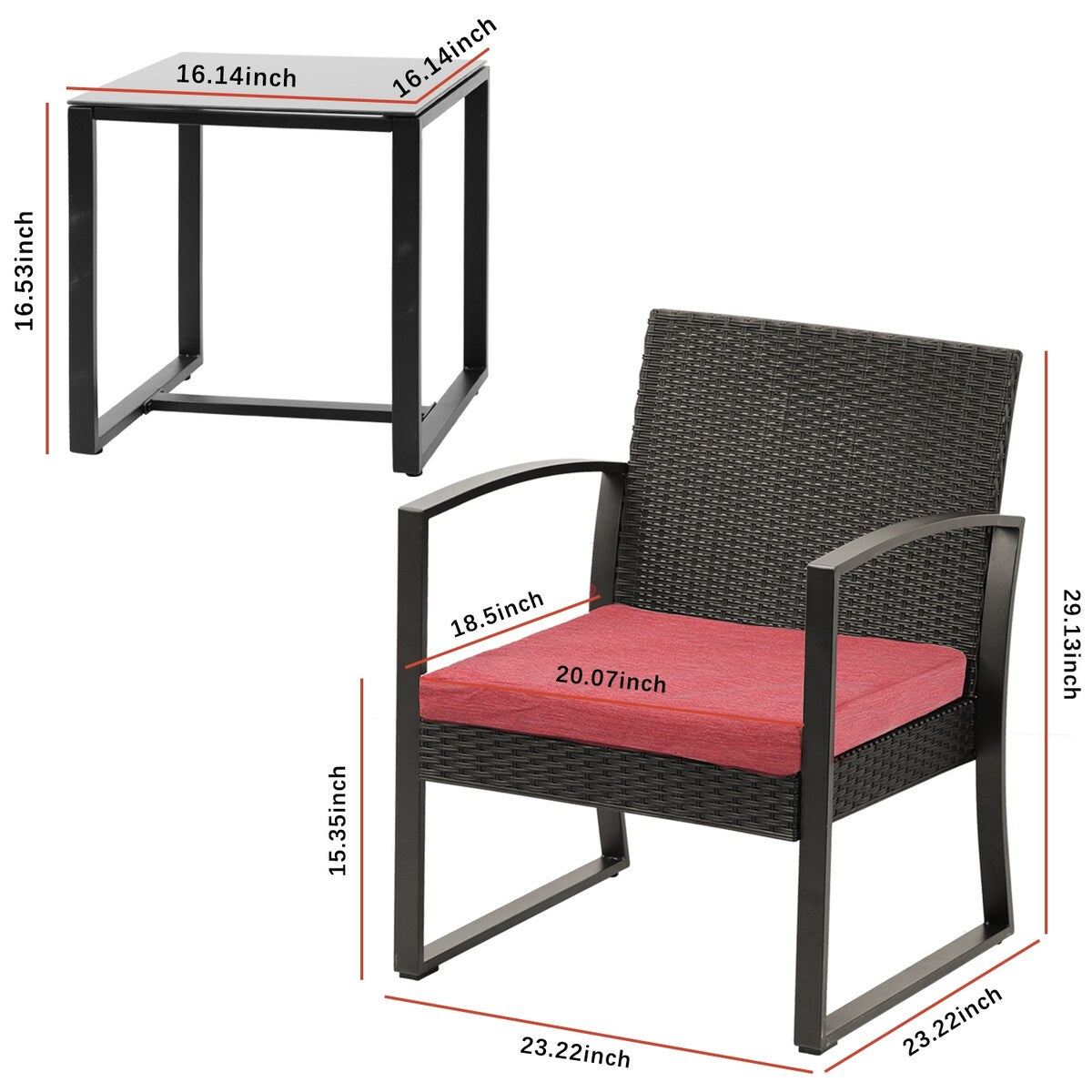 Aoodor 3-Piece Patio Furniture Set - Outdoor Rattan Wicker Chairs with Table, Sofa Set Including Cushions - N/A
