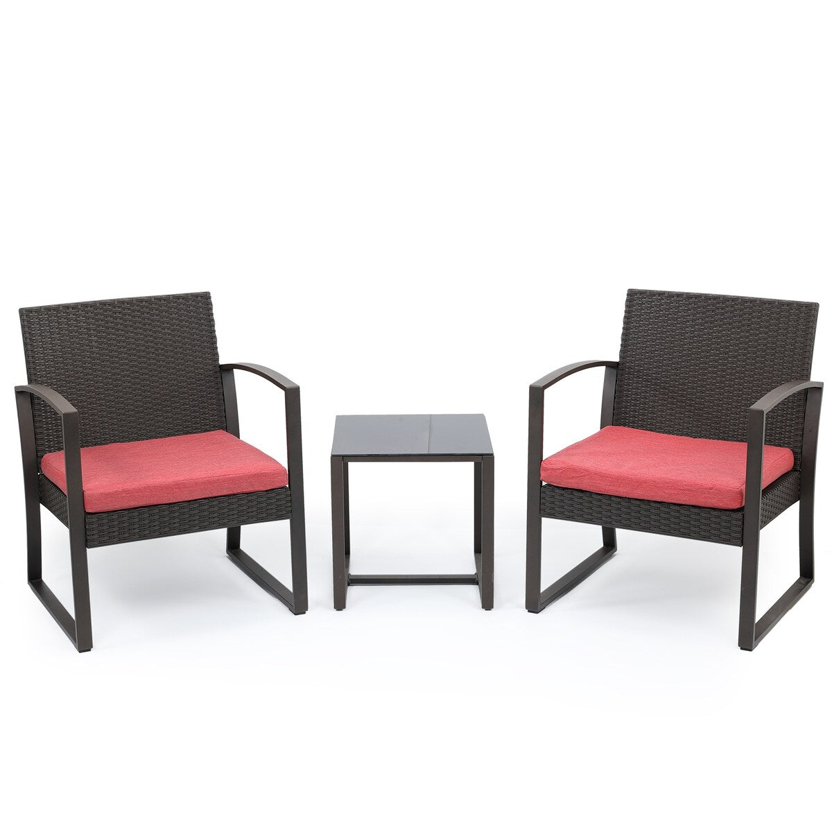 Aoodor 3-Piece Patio Furniture Set - Outdoor Rattan Wicker Chairs with Table, Sofa Set Including Cushions - N/A