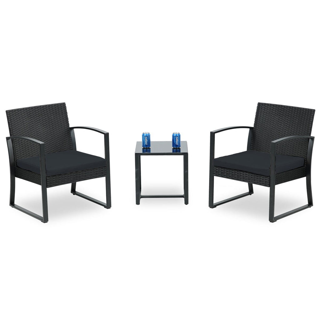 Aoodor 3-Piece Patio Furniture Set - Outdoor Rattan Wicker Chairs with Table, Sofa Set Including Cushions - N/A