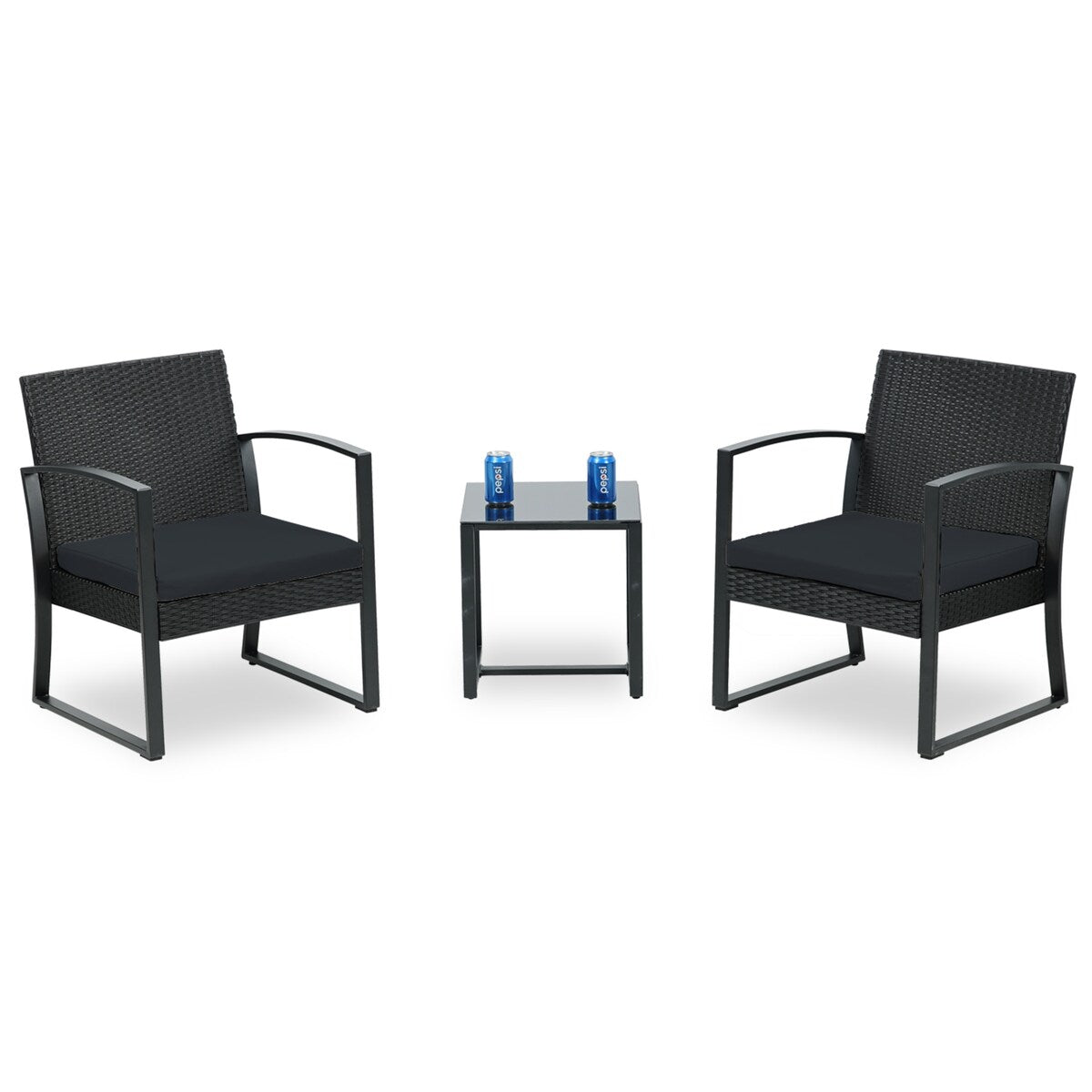 Aoodor 3-Piece Patio Furniture Set - Outdoor Rattan Wicker Chairs with Table, Sofa Set Including Cushions - N/A
