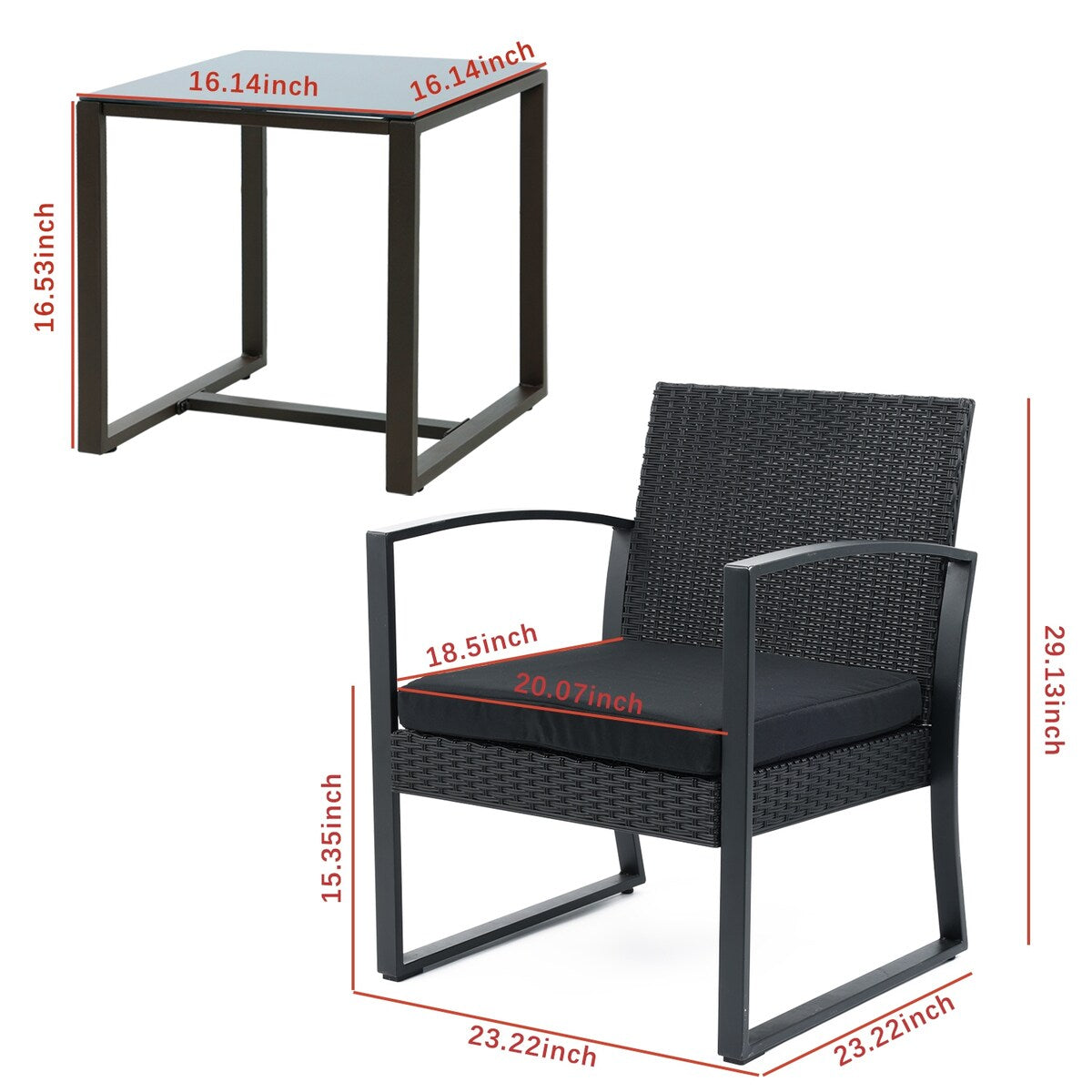 Aoodor 3-Piece Patio Furniture Set - Outdoor Rattan Wicker Chairs with Table, Sofa Set Including Cushions - N/A