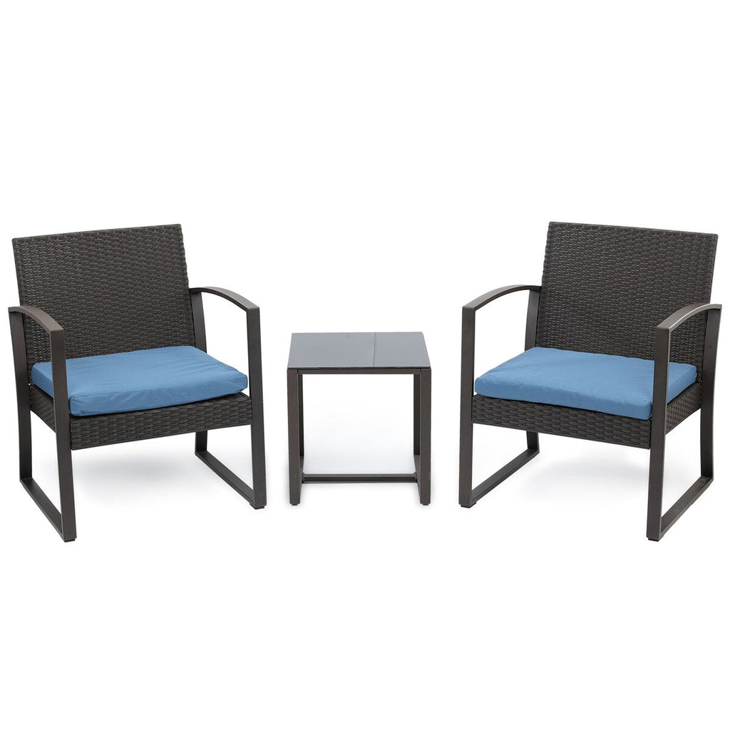 Aoodor 3-Piece Patio Furniture Set - Outdoor Rattan Wicker Chairs with Table, Sofa Set Including Cushions - N/A